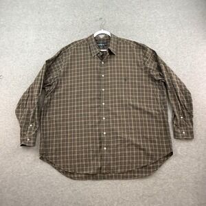 Vintage Ralph Lauren Flannel Shirt 2XB Custom Fit Button Down Plaid Brown Green